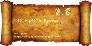 Mátyás Barna névjegykártya
